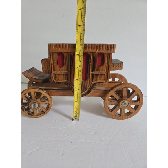 Vintage Handcrafted Wooden Western Stagecoach Box Trinket - Picture 5 of 9